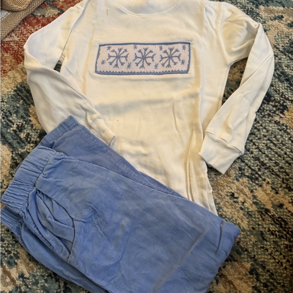 Kids Snowflake Matching Set - White and Blue